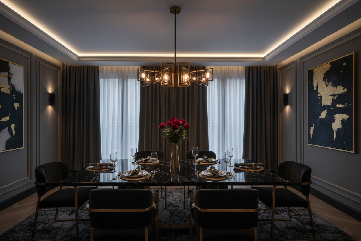 Luxury Pendant Light – Black and Gold Dining Room