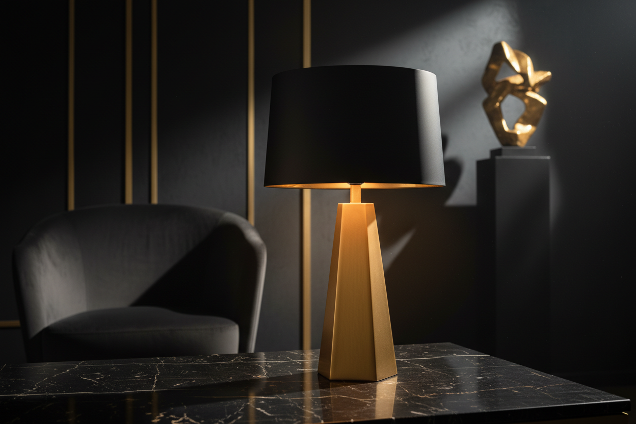 Modern Luxury Table Lamp – Black and Gold Interior